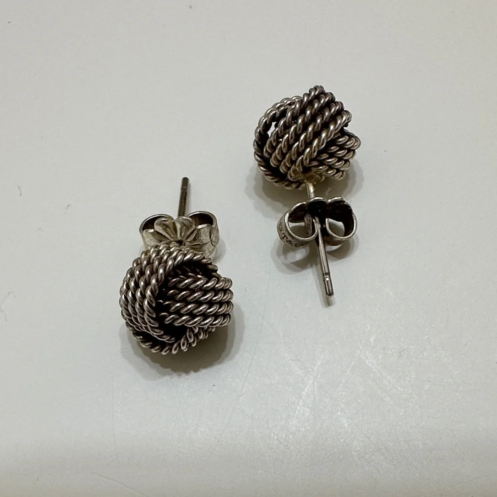 Tiffany & Co. Silver Twisted Knot Earrings - Picture 1 of 3